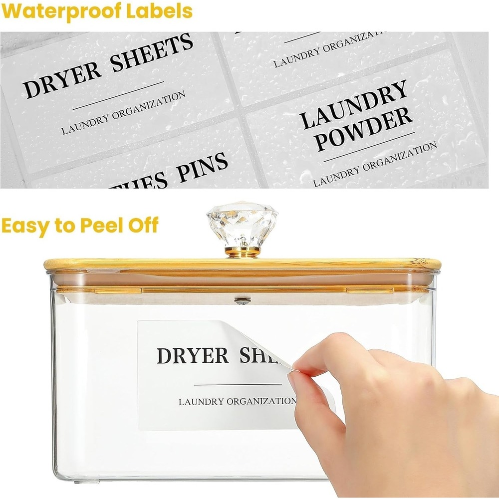 4 Pack Clear Laundry‎ Pods Container & Dryer Sheet Holder Set with Lid